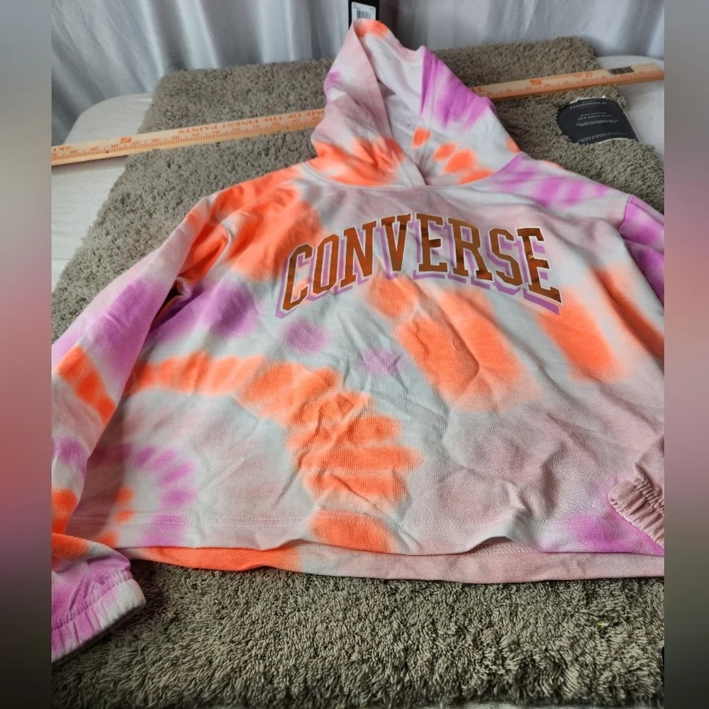 Converse L Girl's All Over Print Tie-Dye Boxy Hoodie (Big Kids) Size L